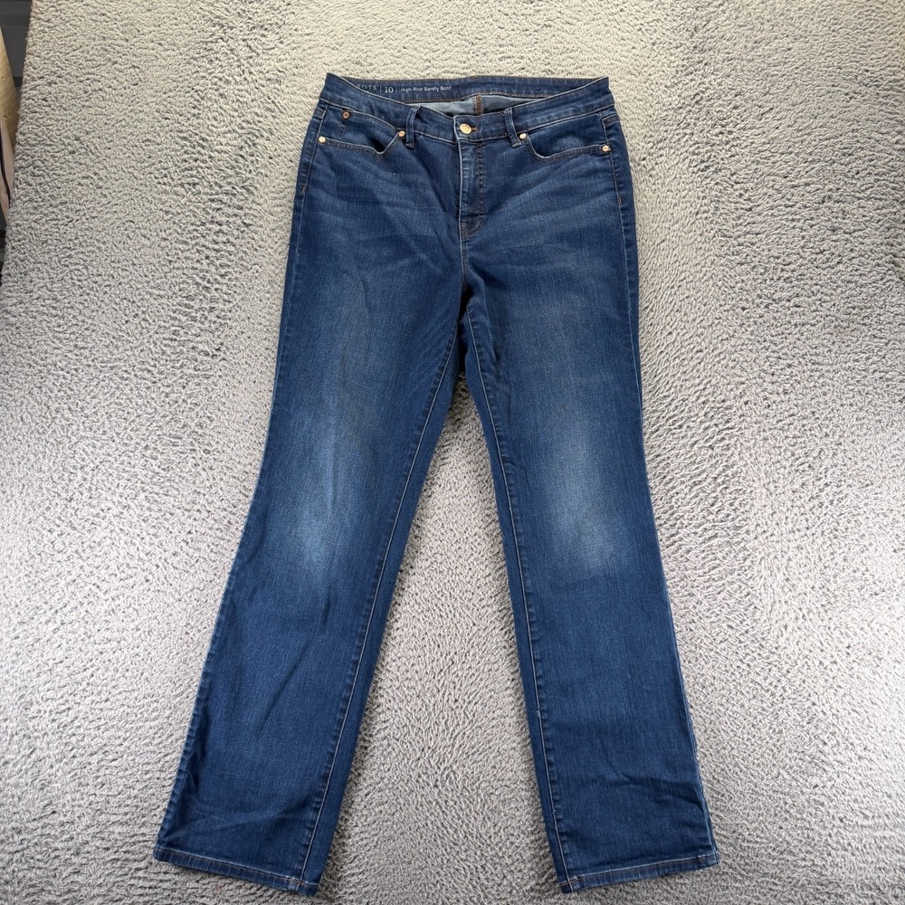 Talbots Barely Jeans Womens 10 Blue Cotton Denim Bootcut High Rise Faded Stretch